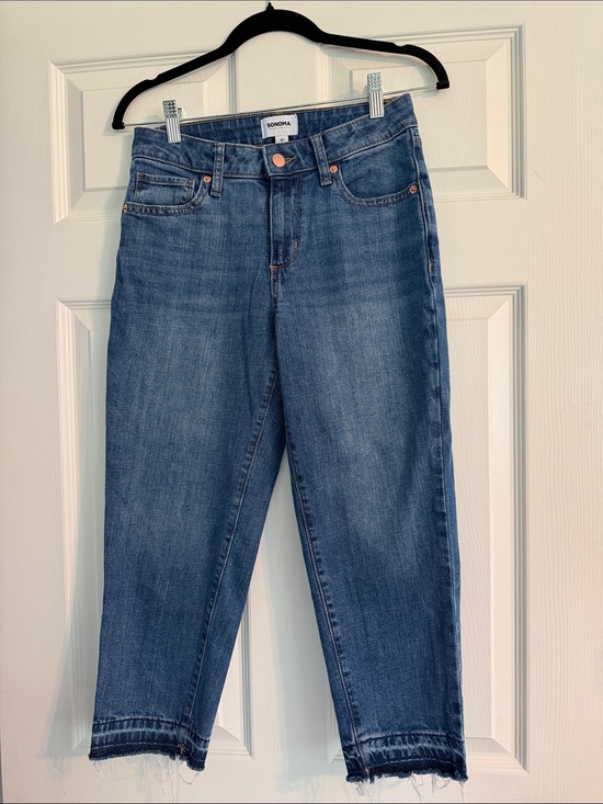 Sonoma Denim - SONOMA Medium Blue High-Rise Cropped Straight Jeans